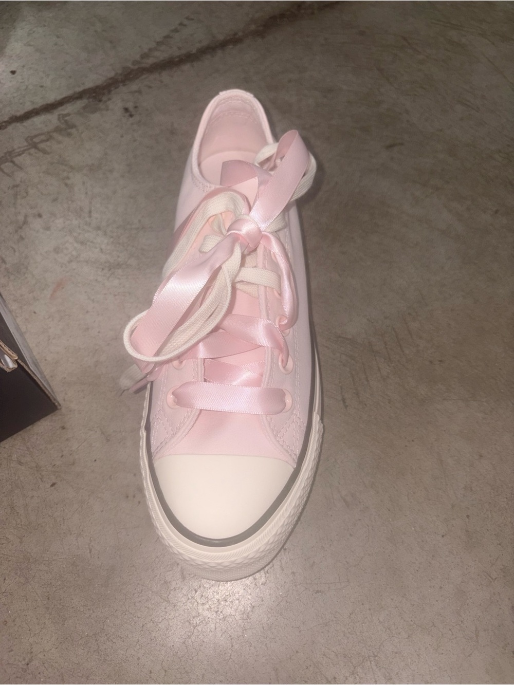 Converse Women's Light Pink Ribbon-Trim Low Top Sneakers